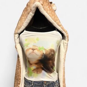 Cozy Cute Clover Chill Cats Print Tank Top